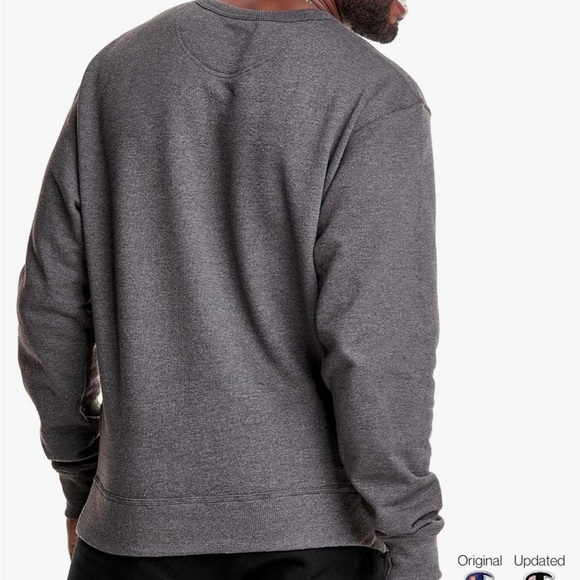 Champion Powerblend Script Logo Grey Sweatshirt size Small - Picture 2 of 7